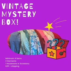 Vintage Mystery Box - 4 Items Minimum: 3 Garments & 1 Housewares or Accessories